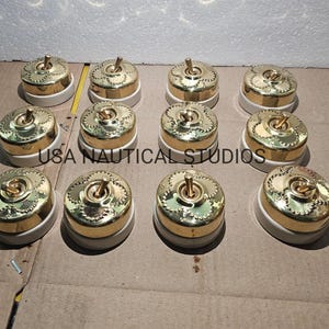 Vintage Gold Plated Jasmine Rose Brass & Ceramic Light Switch