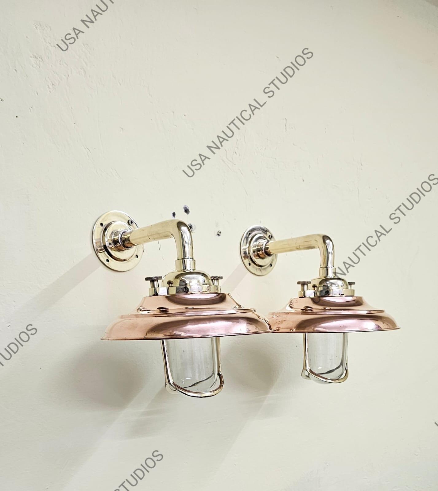 Brass \u0026 Copper Industrial Nautical Wall Sconces – Outdoor Gooseneck  Bulkhead Lights, image size:1427x1600