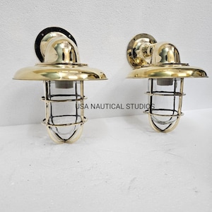 Nautical Maritime Antique Passenger Bulkhead Wall Light - Outdoor/Indoor Fixture Set of 2 Pcs