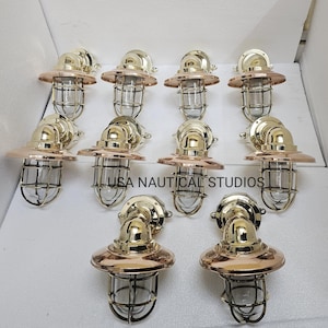 Nautical Brass & Copper Outdoor Wall Light with Junction Box