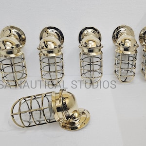 Solid Brass Nautical Ship Marine Wall Bulkhead Light Set of - 7