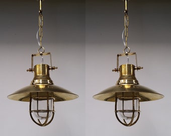 Pair of Nautical Brass Pendant Light Hanging Ceiling Lamp