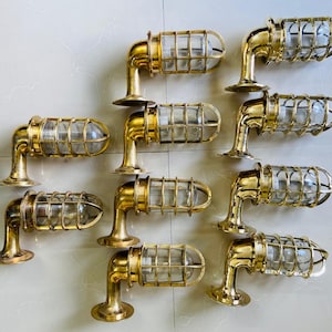 Solid Brass Oceanic Angle Lamp | Nautical-Inspired Adjustable Accent Light Set of 10