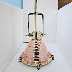 Set of 2 Nautical Copper and Brass Beehive Boat Light Fixture