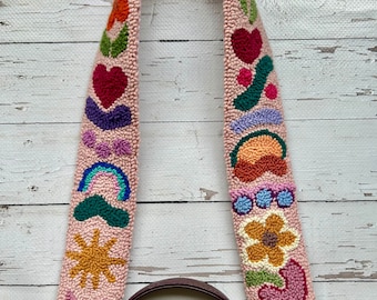 Abstract Embroidered Purse Strap, Punch Needle Removable Strap, Replacement Purse Strap