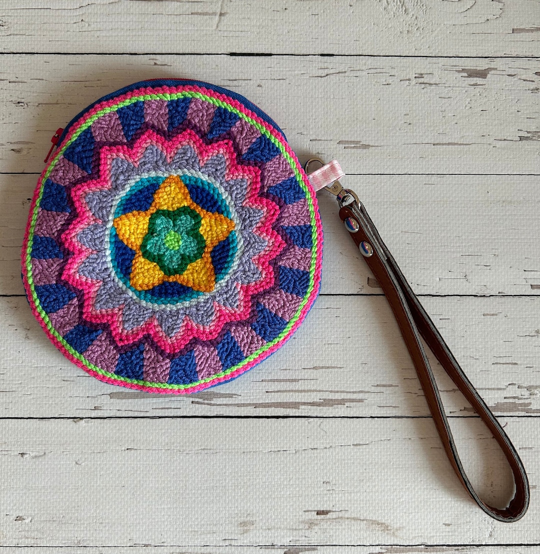 Round mandala hand embroidered sling bag main image 1