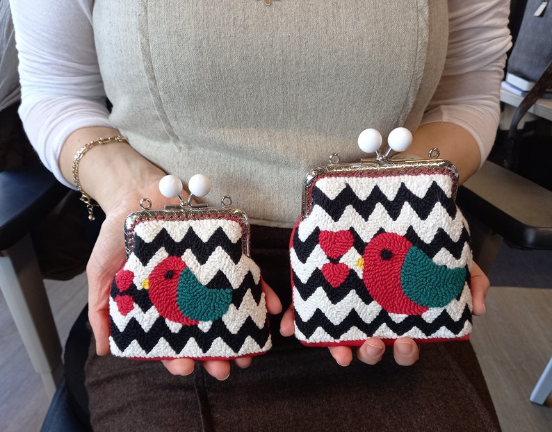 Bird Punch Needle Purse Handmade Embroidered Bag Embroider Etsy