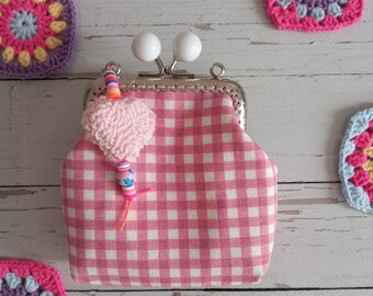 Mother's Day Gift, Punch Needle Bag, Handmade Embroidered Purse , Kiss Lock Coin Purse, Handmade Card And Coin Holders