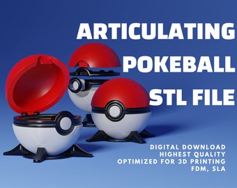 Articulated Pokeball STL File: Life-Size 3D Print Model
