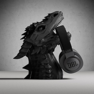 Dragon Headphone Stand | 3D Printed Gaming Accessory | Tall Dragon Headphone Holder | Unique Gamer Gift Idea | Dragon Bust | Fantasy Gift