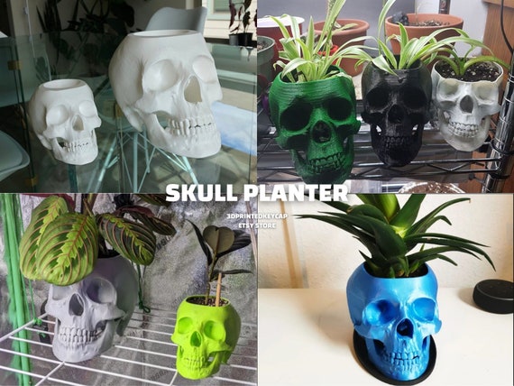 3DプリントスカルプランターSTLファイル：スケルトンヘッドモデル