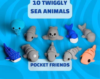 Fidget Sea Animal Pack: Sensory Articulated Mini Toys