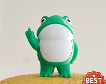 Rebel Frog with Attitude | 3D Printed Middle Finger Frog | Unique Decorative Art Piece | Statement Home Decor | Unconventional Gift