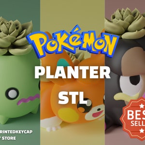 Pokémon Planter 3D STL-filpaket | Pokémon-filer för 3D-skrivare | 3D-utskrift av Smoliv-, Pawmi- och Lechonk-modeller | Blomkruka 3D-modellpaket