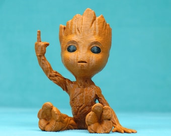 Middle Finger Groot Planter: 3D Printed Rebelious Fan Art