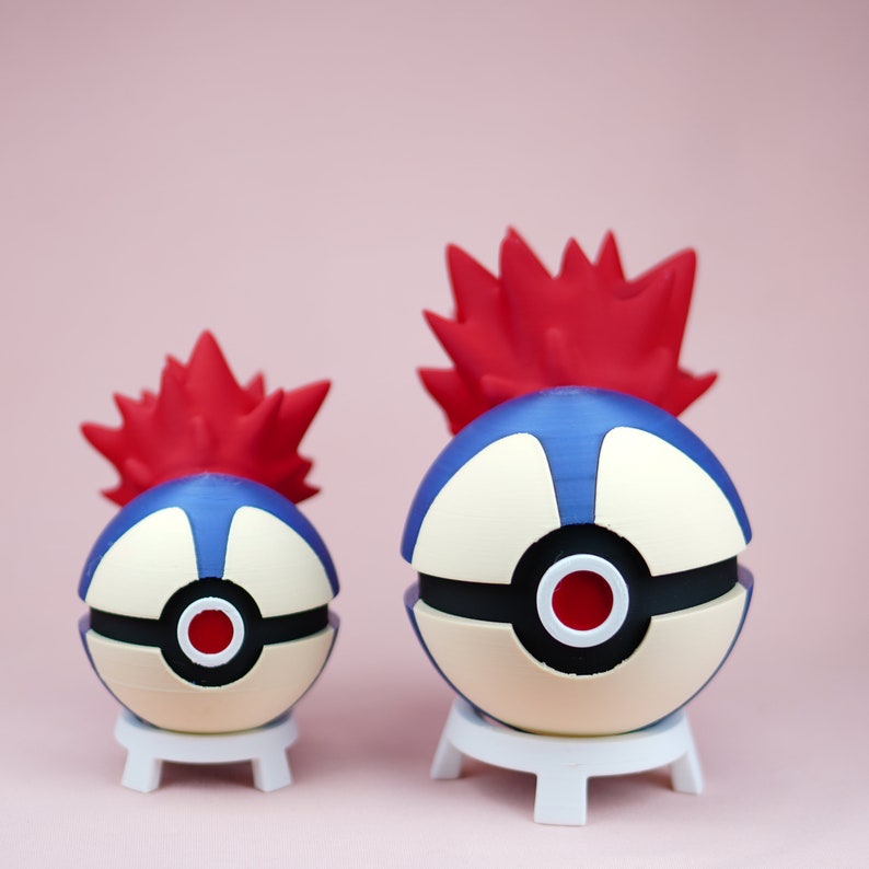Pokebola Cyndaquill impresa en 3D / Pokebola temática de Pokémon impresa en 3D / Pokémon impreso en 3D / Impresión 3D de Pokémon / imagen 1