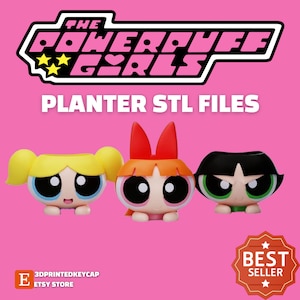 Powerpuff Girls Planter 3D STL File Pack | Powerpuff Girls Flower Pot Files For 3D Printers | 3D Print Blossom, Bubbles, Buttercup Models