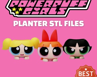 Powerpuff Girls Planter STL File Pack: 3D Print Models (Blossom, Bubbles, Buttercup)