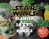 Star Wars Planter 3D STL 10 x Pack | Star Wars Files For 3D Printers | 3D Print Darth Vader, Stormtrooper, C3, BB8, Death Star, Yoda Models
