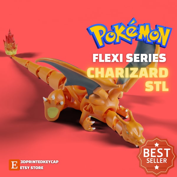 Flexi Series Charizard STL File | Pokemon Articulated Charizard 3D STL Files | Pokemon Files For 3D Printers |