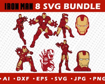 Archivo SVG de Iron Man / Vector de Iron-Man para Cricut / Imagen PNG de Iron-Man para camiseta / Archivo de corte para silueta de Cricut