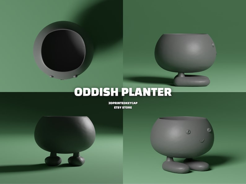 Oddish Planter Pokemon 3D STL File Pack | Pokemon Files For 3D Printers | 3D Print Oddish Model | 3D Printed Planter | STL File for 3D Print image 3