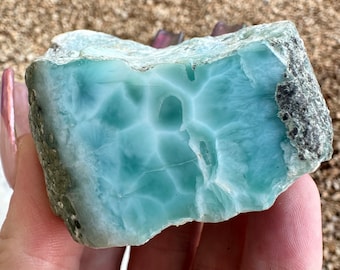 Rough Larimar/polished geode !