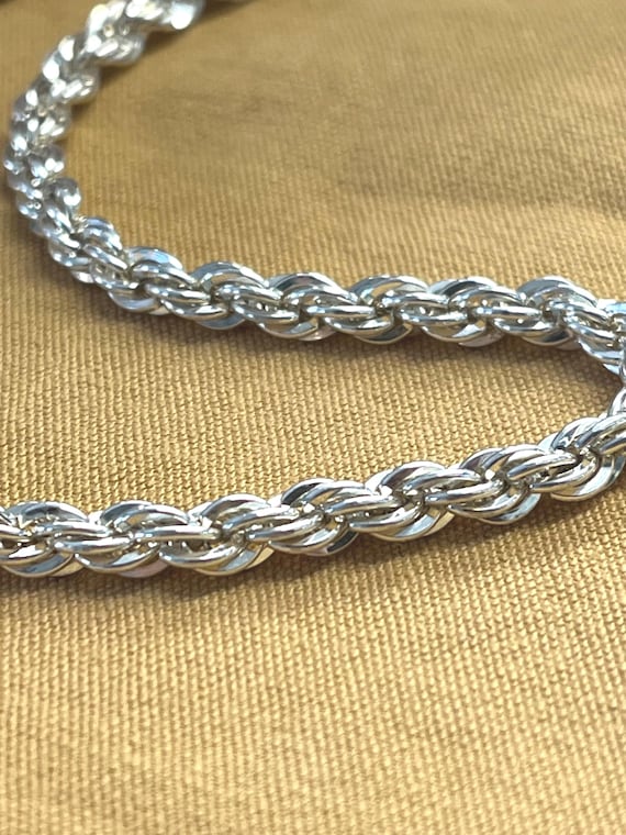 Solid Sterling Silver 24' Rope Chain Necklace - image 5