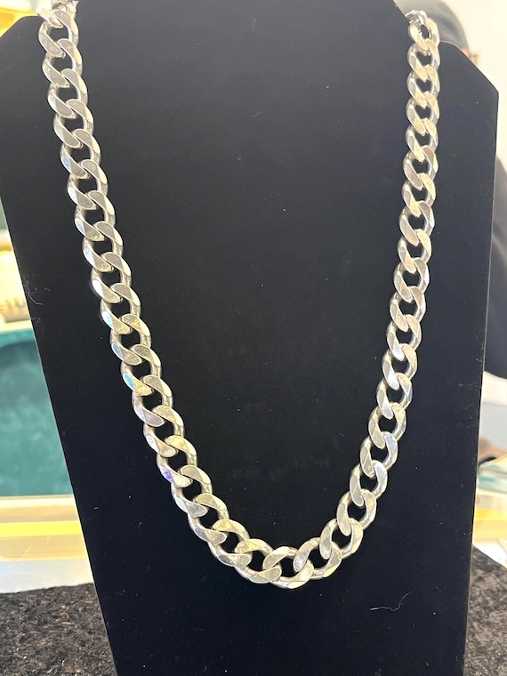 Solid 26' Large 925 Silver Cuban Link Necklace - image 4