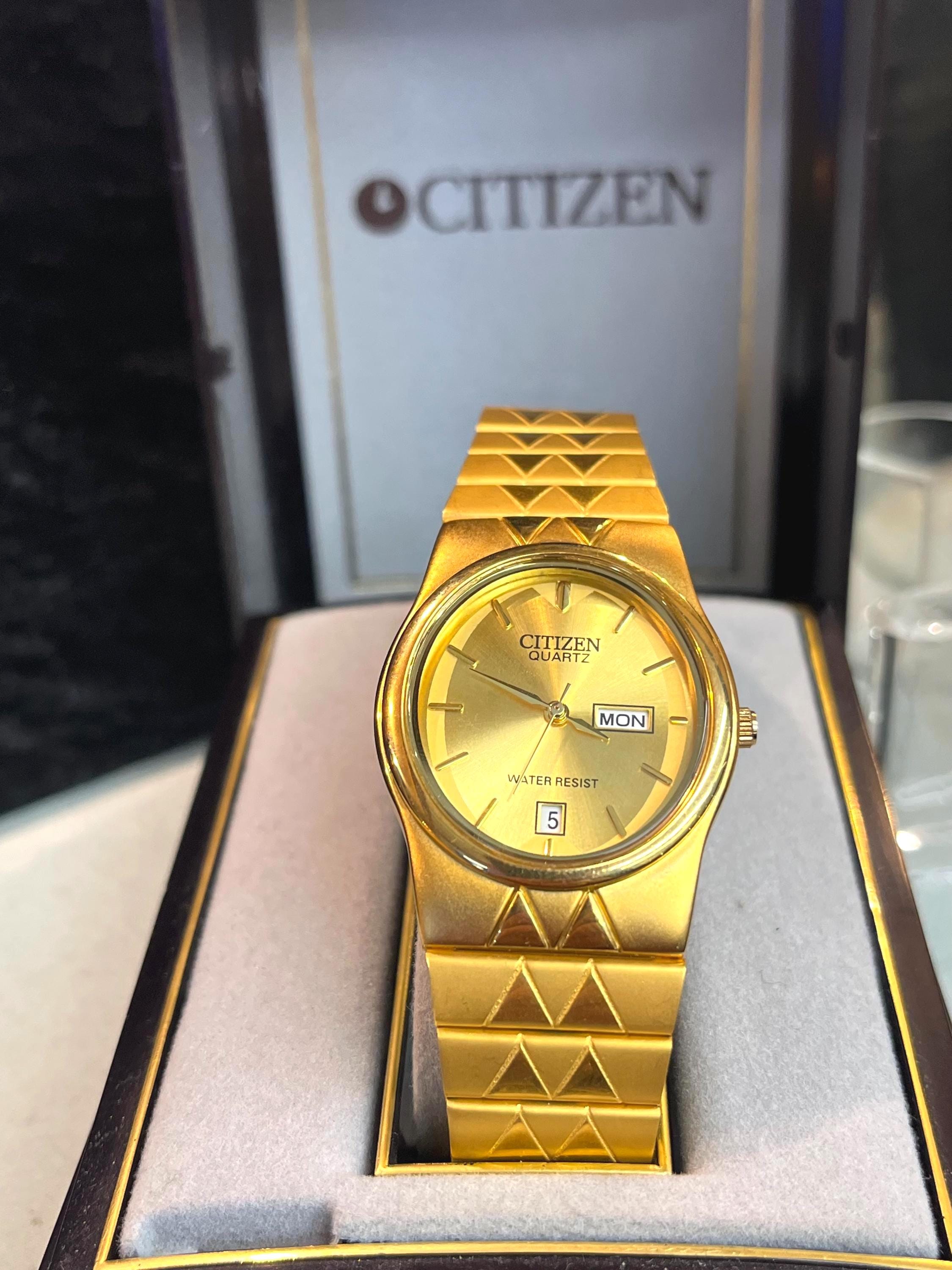 Citizen Quartz Gold Tone Slim Oval Watch Citizens Ladies Oval Gold Tone Watch With Date - Etsy main image 4