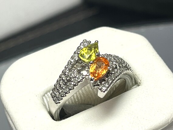 14k White Gold Double Stone Engagement Citrine an… - image 3