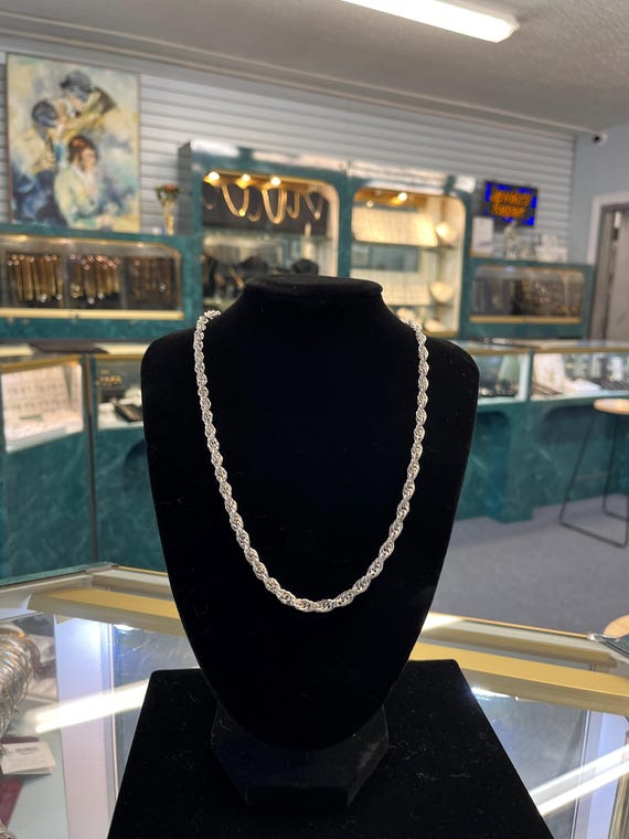 Solid Sterling Silver 24' Rope Chain Necklace - image 3