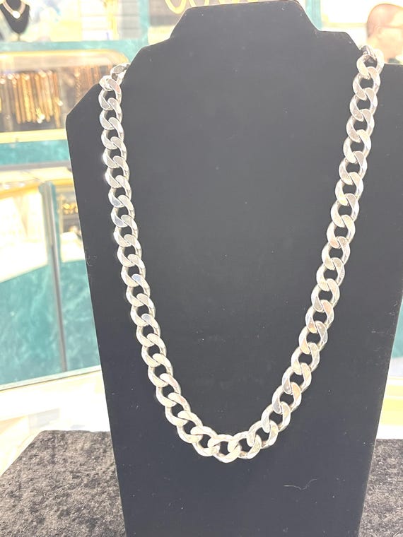 Solid 26' Large 925 Silver Cuban Link Necklace - image 6