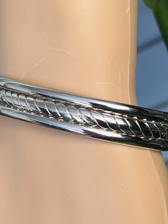Sterling Silver 925 Vintage Solid Cuff Bracelet w… - image 4