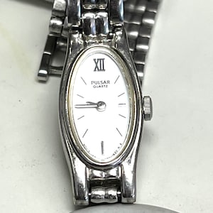 PULSAR By SEIKO V220-6190 Women’s Vintage Watch Rare Silver Tone Works New Batt Pulsar V220-6190 modified mother of pearl dial version. Had  main image 4