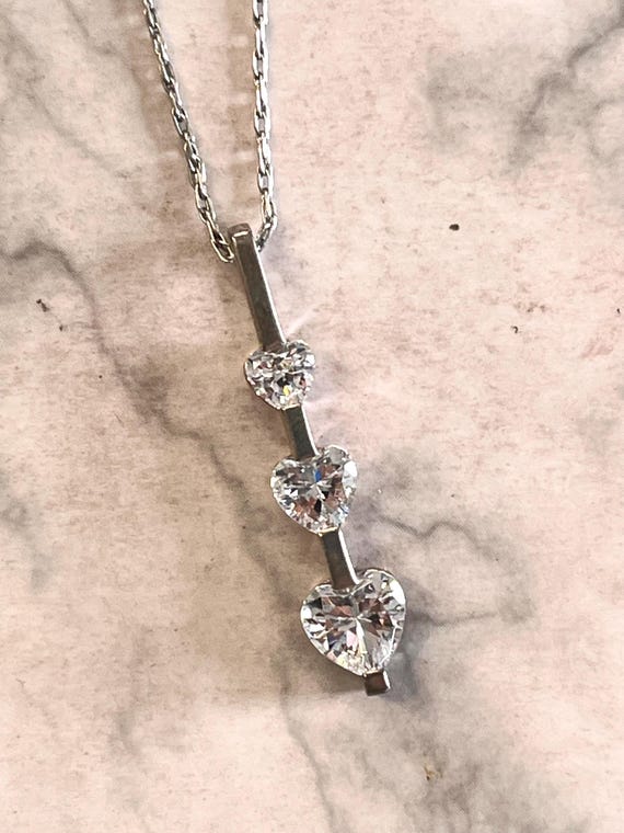 Sterling Silver Triple Heart Drop Pendant Necklace(np1078) - Etsy