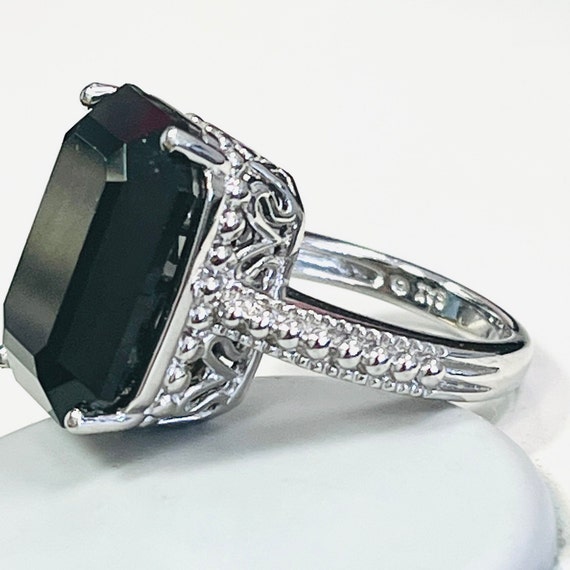 Sterling Silver Ladies Large Emerald Cut Onyx Coc… - image 7