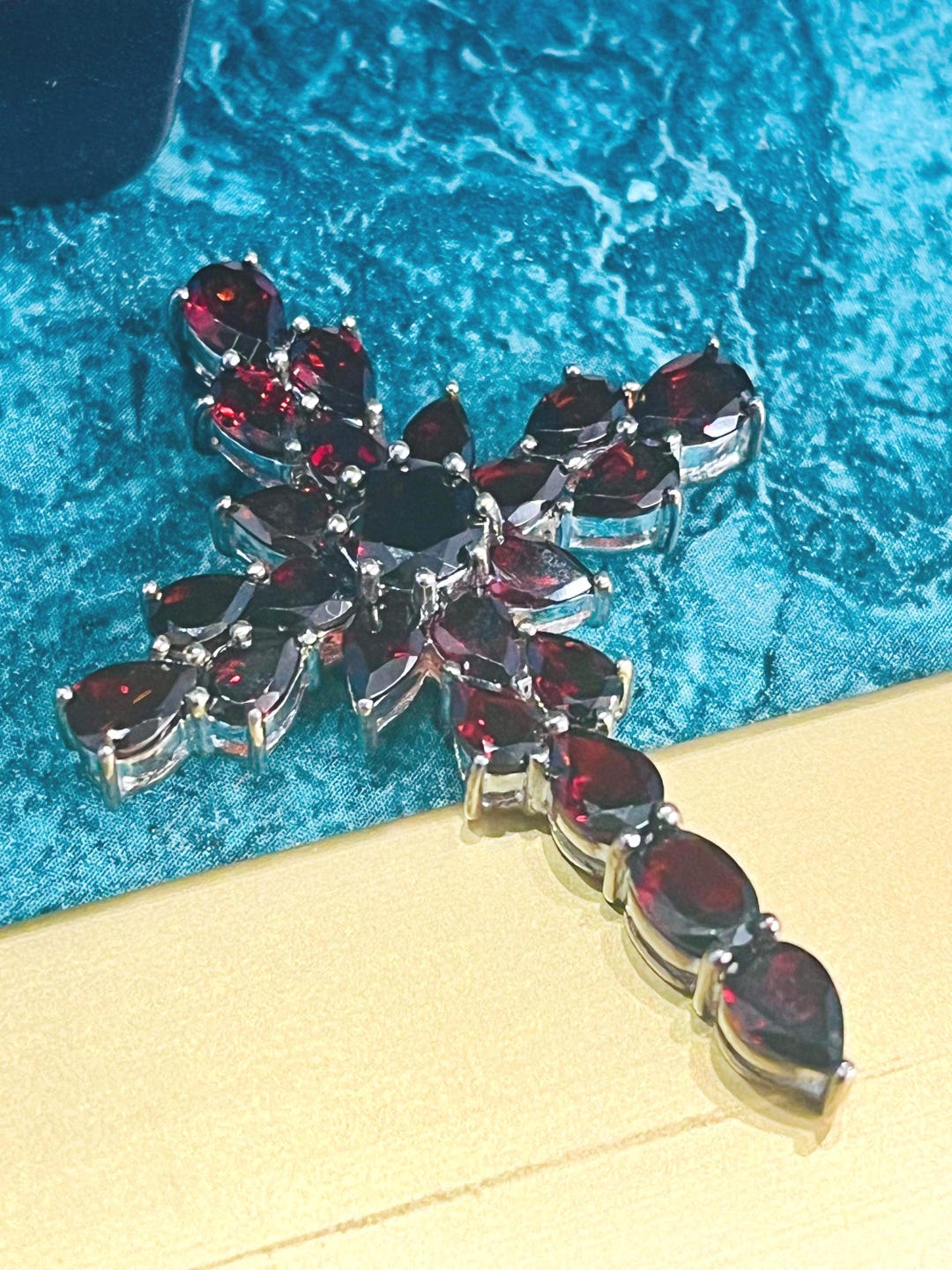 Sterling Silver Large Vintage Garnet Slider Cross Pendant Charm - Etsy