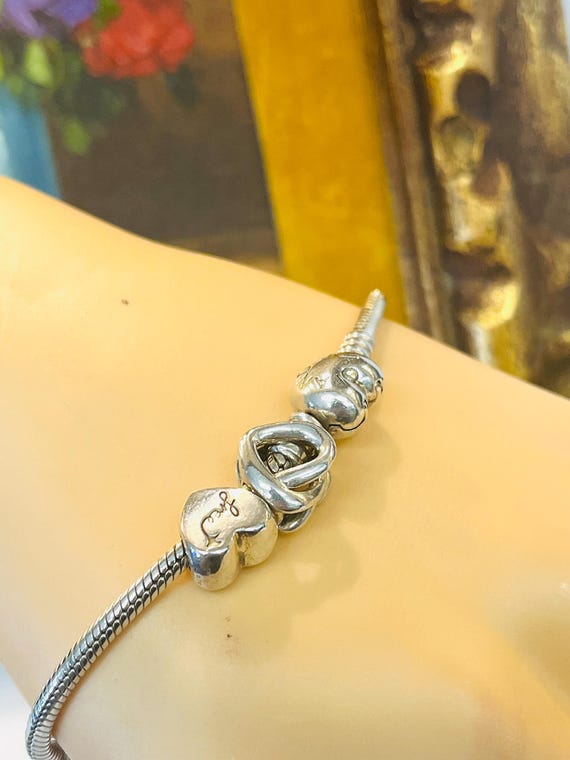 Sterling Silver Vintage Pandora Moments Heart Clasp Snake Bracelet - Main Image