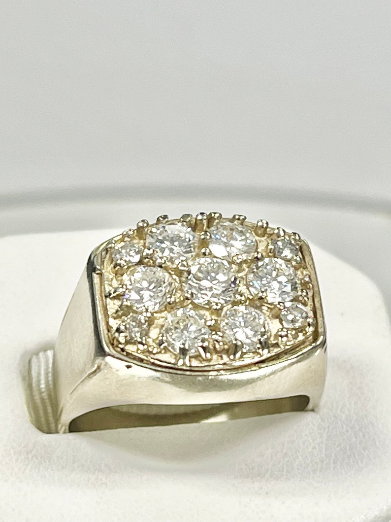 14k Yellow Gold Men's Cluster Diamond Ring - Etsy