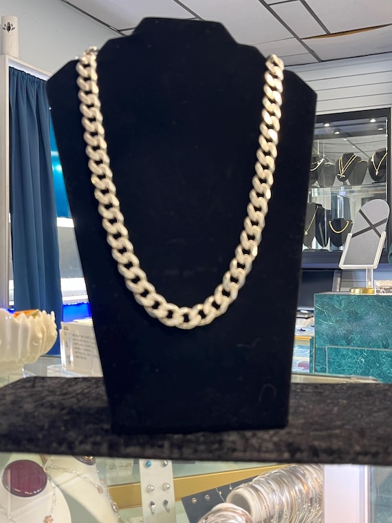 Solid 26' Large 925 Silver Cuban Link Necklace - image 3