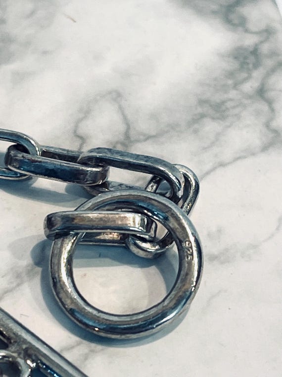 8" Sterling Silver Chunky Paper Clip Link Toggle … - image 8