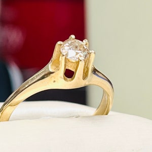 0.29cwt 14k Yellow Gold Solitaire Engagement Antique Victorian Ladies Ring(14089)