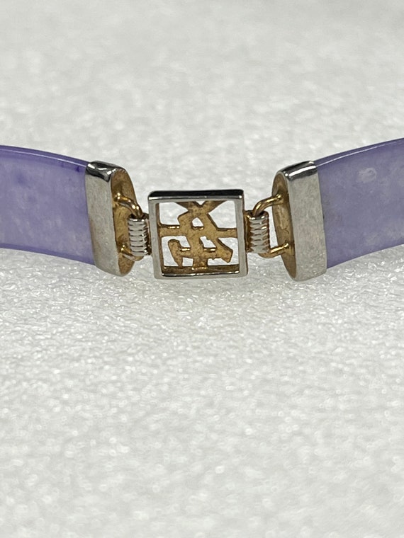 Sterling Silver Purple Jade Link Bracelet - image 3