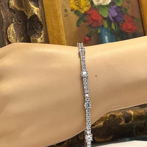 Sterling Silver Cubic Zirconia Multi Size Fancy Ladies Bracelet