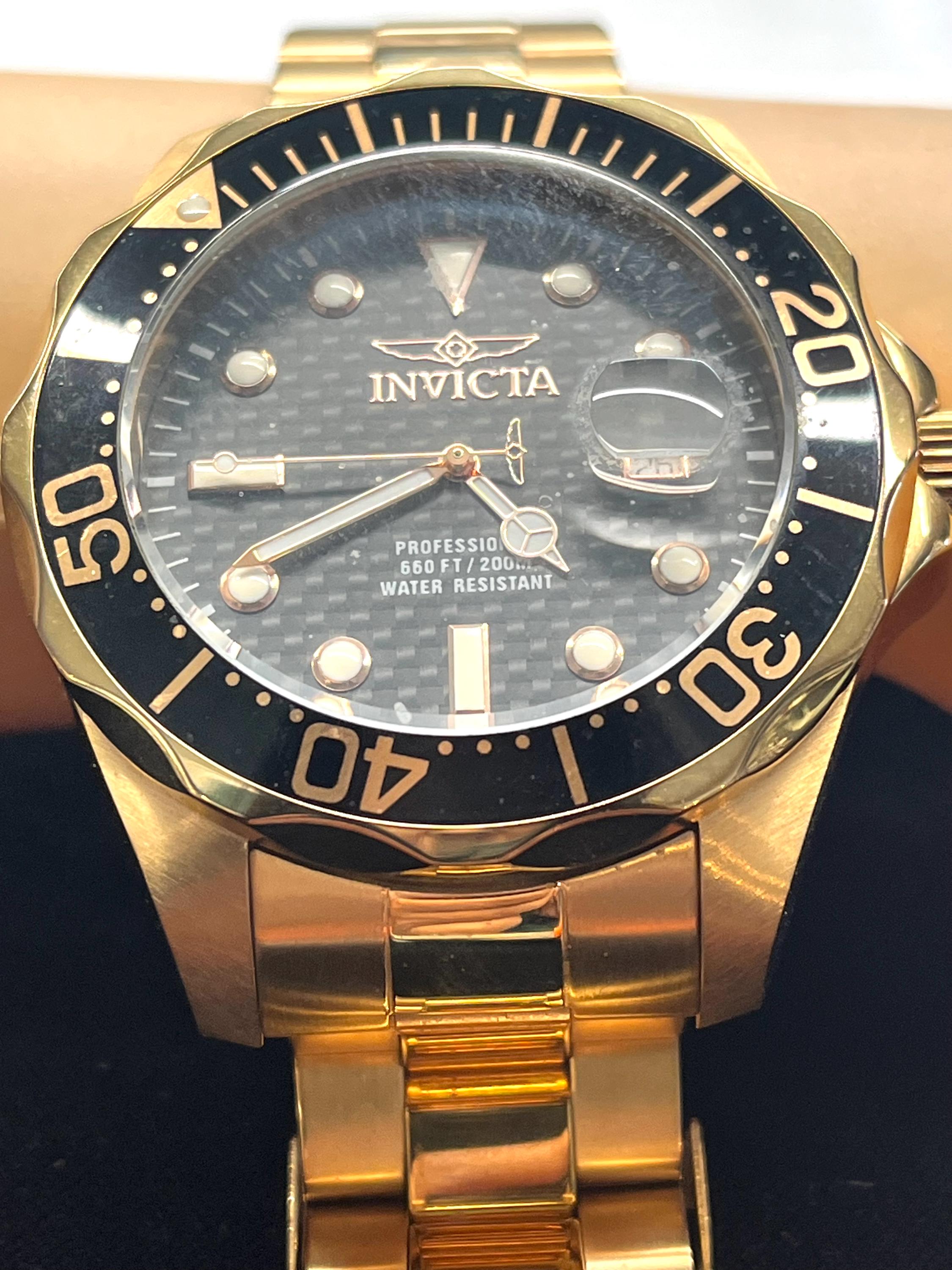 [インビクタ]Invicta プロダイバー ゴールドGP/ローズゴールド 9423 メンズ Mens Pro Diver Invicta Fiber Dial 18kt Rose Gold-plated Watch - Etsy
