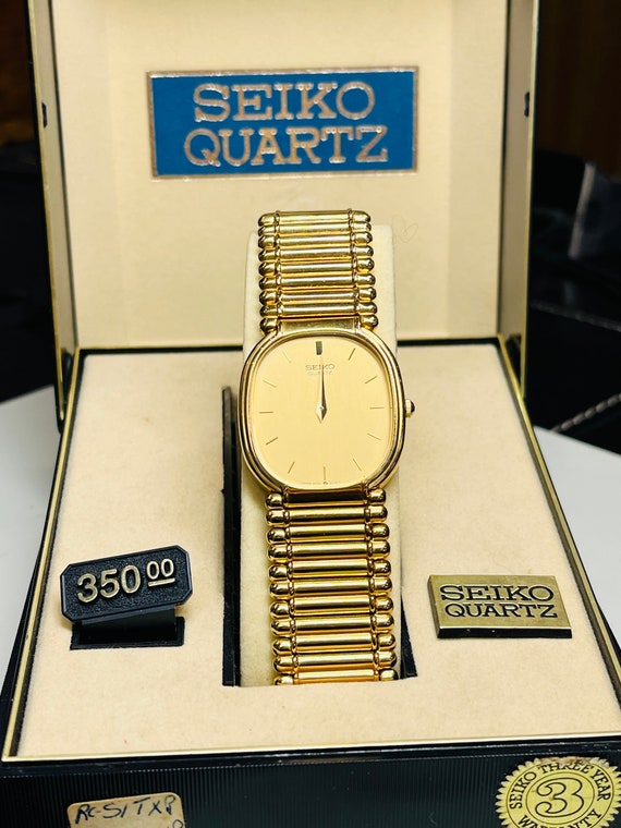 Vintage Quartz Gold Plated Seiko Slim Unisex Bracelet Watch 5P30