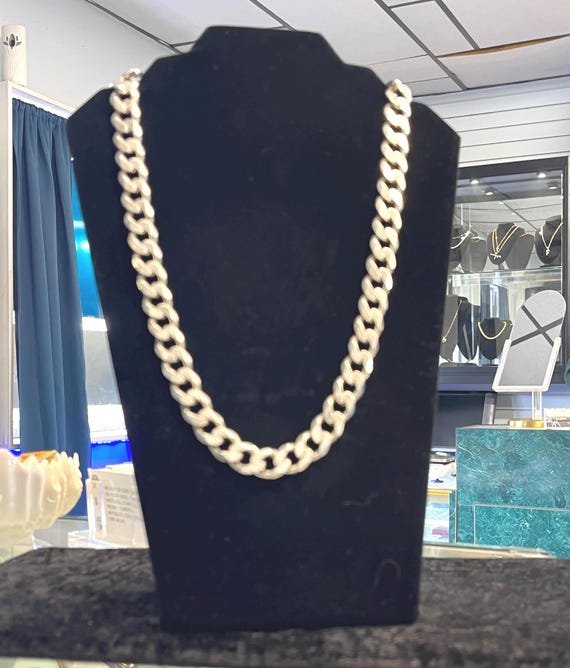 Solid 26' Large 925 Silver Cuban Link Necklace - image 1