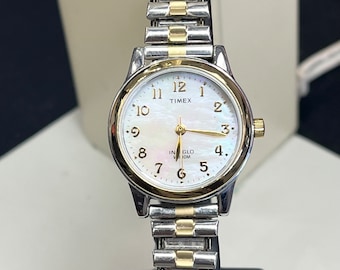 Timex Women&#39;s Essex Indigo MOP Analog Watch Stainless Steel Flex Band