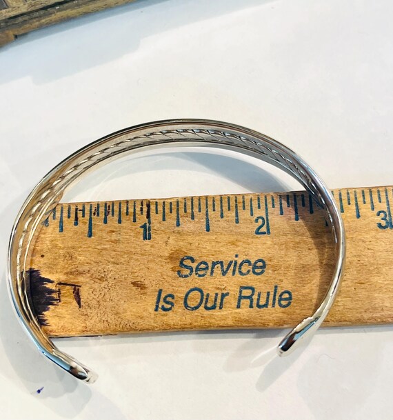 Sterling Silver 925 Vintage Solid Cuff Bracelet w… - image 10